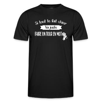 Si tout te fait chier va juste faire un tourenmoto - T-shirt sport Homme - noir - Devant - AI Model Male 178 dark (178cm)