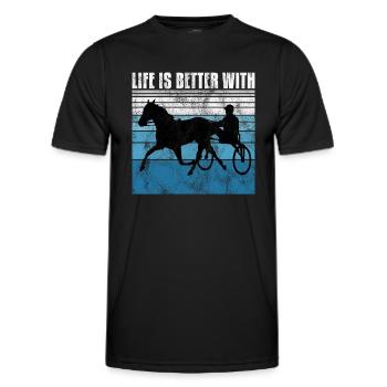 Life is better with Harness Racing Trotting Trot - Men's Functional T-Shirt - black - Front - AI Model Male 178 dark (178cm)