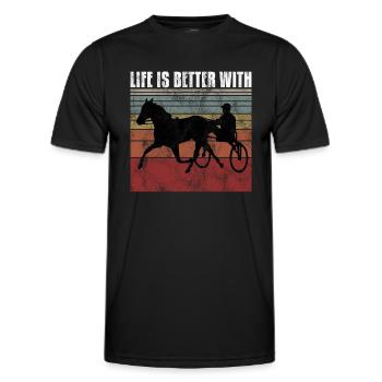 Life is better with Harness Racing Trotting Trot - Men's Functional T-Shirt - black - Front - AI Model Male 178 dark (178cm)