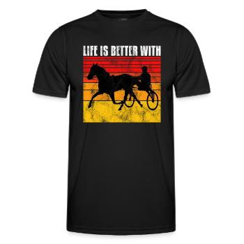Life is better with Harness Racing Trotting Trot - Men's Functional T-Shirt - black - Front - AI Model Male 178 dark (178cm)