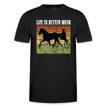 Life is better with Harness Racing Trotting Trot - Men's Functional T-Shirt - black - Front - AI Model Male 178 dark (178cm)