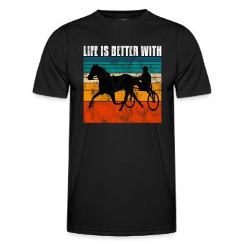 Life is better with Harness Racing Trotting Trot - Men's Functional T-Shirt - black - Front - AI Model Male 178 dark (178cm)