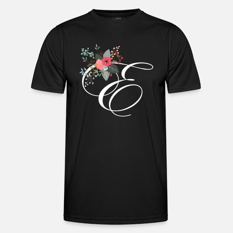 Letter e fleuris - Men's Functional T-Shirt - black
