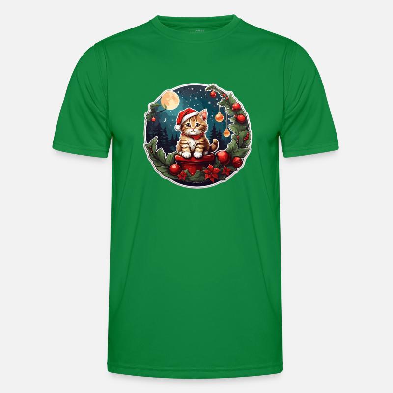 Weihnachtskatze Männer Funktions-T-Shirt