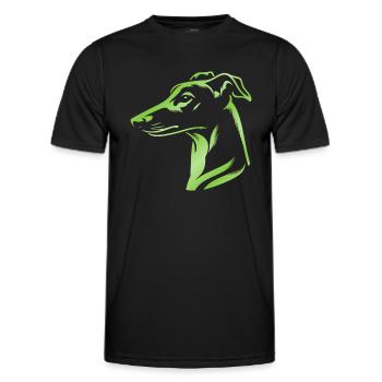 Windhund Whippet, Hundekopf, Zeichnung grün - Männer Funktions-T-Shirt - Schwarz - Vorne - AI Model Male 178 dark (178cm)