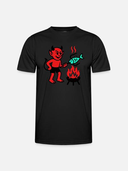Devil with Fish - Men's Functional T-Shirt - black