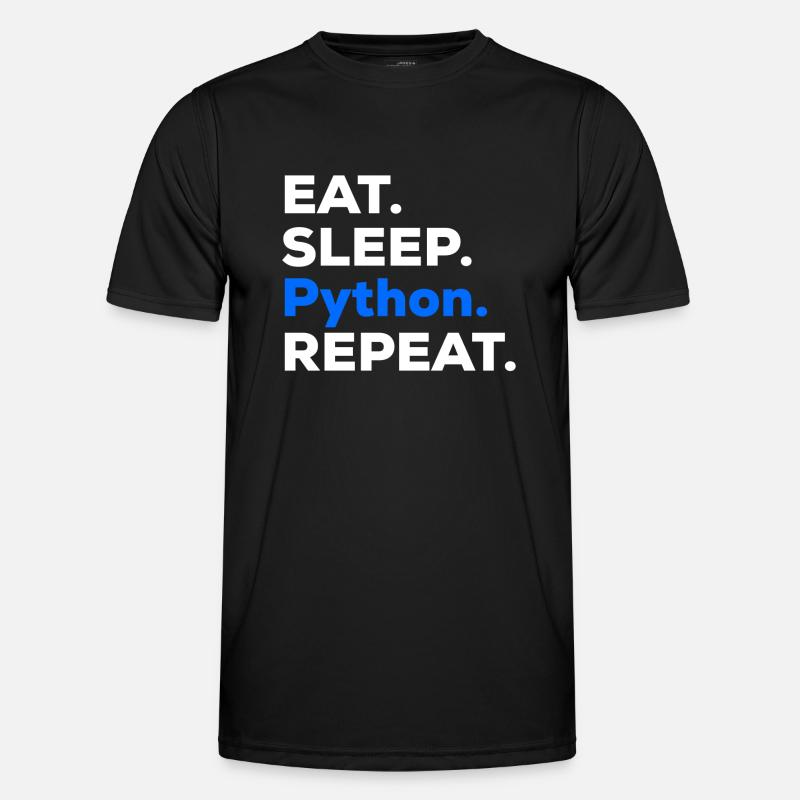 Eat Sleep Python Repeat - T-shirt sport Homme - noir