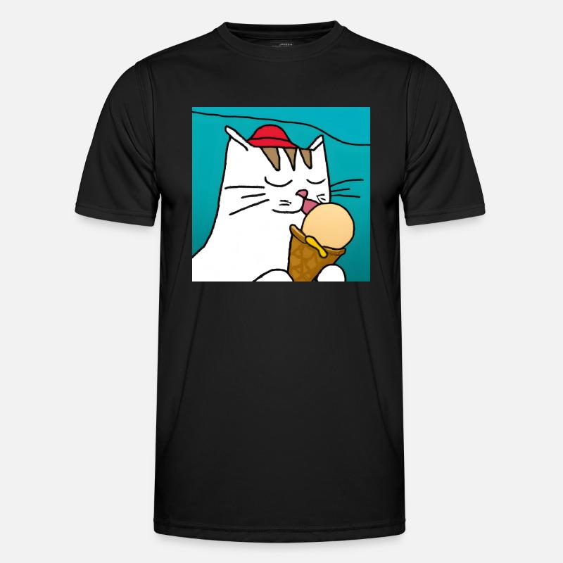 Katze mit Eis mit blauem Hintergrund Männer Funktions-T-Shirt