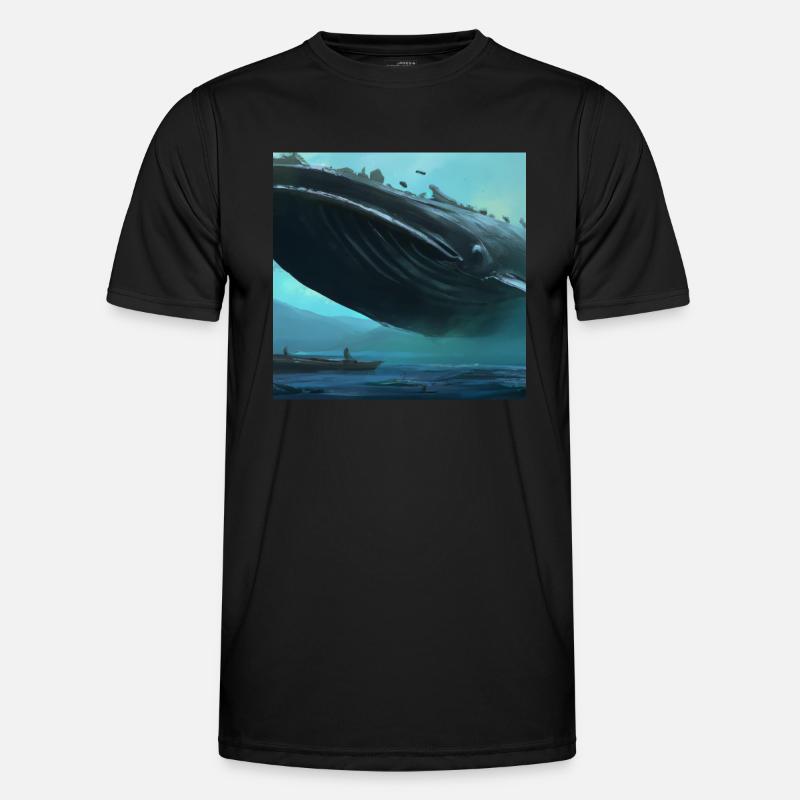 Wal schwebt am Himmel Männer Funktions-T-Shirt