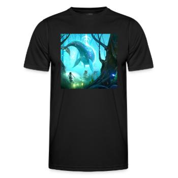 Baleine volante dans une forêt magique - T-shirt sport Homme - noir - Devant - AI Model Male 178 dark (178cm)