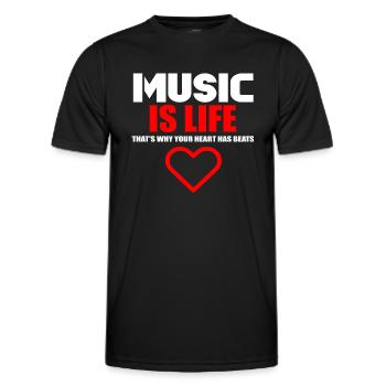 life music logo - Men's Functional T-Shirt - black - Front - AI Model Male 178 dark (178cm)