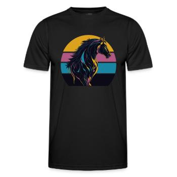 Cheval étalon Coucher de soleil - T-shirt sport Homme - noir - Devant - AI Model Male 178 dark (178cm)