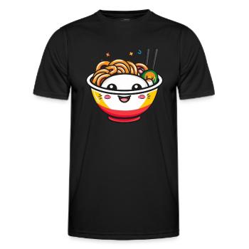 Happy kawaii noodle bowl with chopsticks - Men's Functional T-Shirt - black - Front - AI Model Male 178 dark (178cm)
