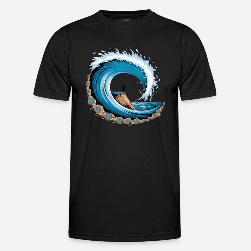 Peaceful Ocean Wave with Surf Vibes - Men's Functional T-Shirt - black