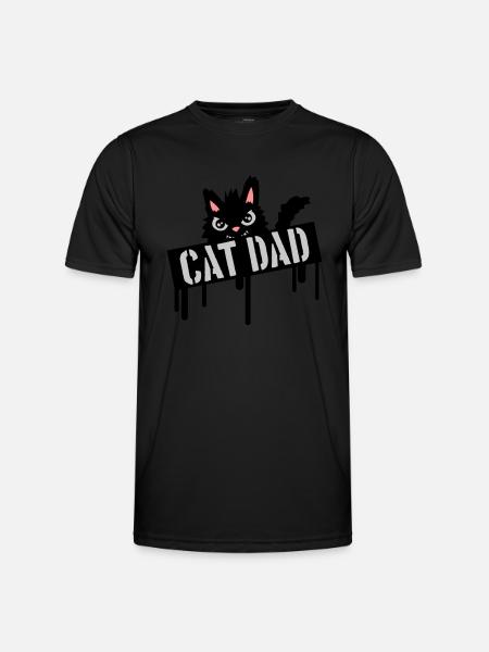 Cat Father Stamp Logo - Men's Functional T-Shirt - black
