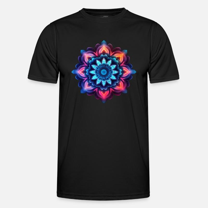 Mandala bunte Blume Neon Männer Funktions-T-Shirt