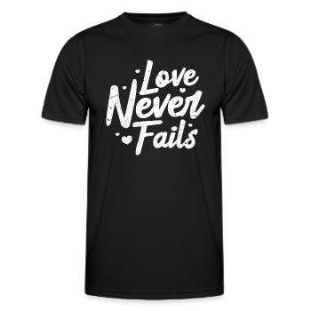 love never fails Design for a person in love - Männer Funktions-T-Shirt - Schwarz - Vorne - AI Model Male 178 dark (178cm)