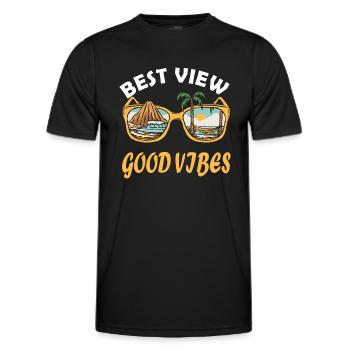 Best View Good Vibes Sunglasses Island View - Men's Functional T-Shirt - black - Front - AI Model Male 178 dark (178cm)
