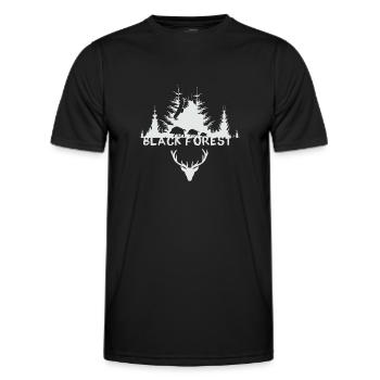 black forest,Jäger,wild,wald,hirsch,Adler,geweih - Männer Funktions-T-Shirt - Schwarz - Vorne - AI Model Male 178 dark (178cm)