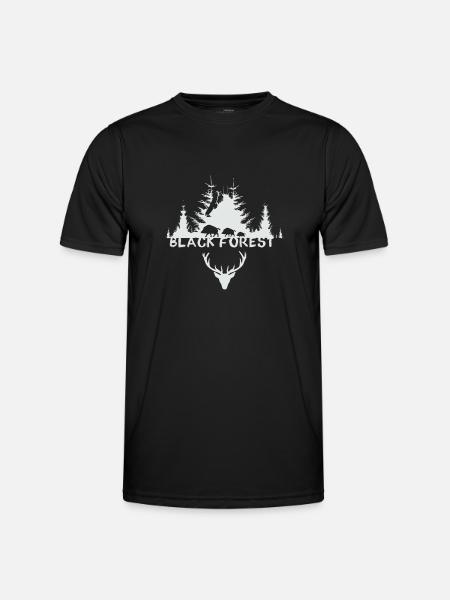black forest,hunter,wild,forest,deer,eagle,antler - Men's Functional T-Shirt - black