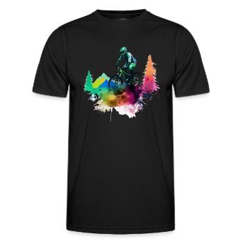 Mountainbike Johann - Männer Funktions-T-Shirt - Schwarz - Vorne - AI Model Male 178 dark (178cm)