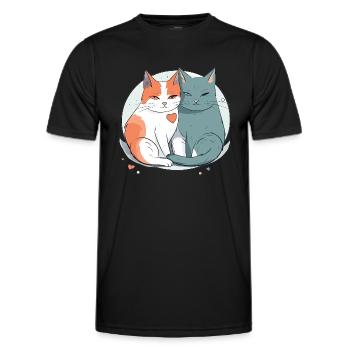Amour du chat - T-shirt sport Homme - noir - Devant - AI Model Male 178 dark (178cm)