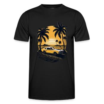 Golden Sunset Illuminates the Tranquil Beach - Men's Functional T-Shirt - black - Front - AI Model Male 178 dark (178cm)