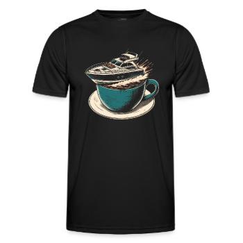 Café et bateau - T-shirt sport Homme - noir - Devant - AI Model Male 178 dark (178cm)
