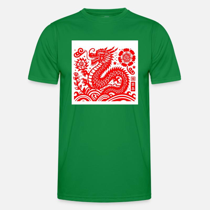 Année du dragon rouge T-shirt sport Homme