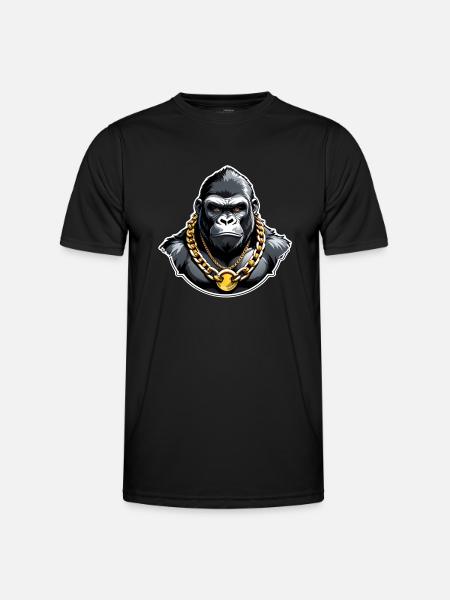Gorilla with Gold Chain - Men's Functional T-Shirt - black