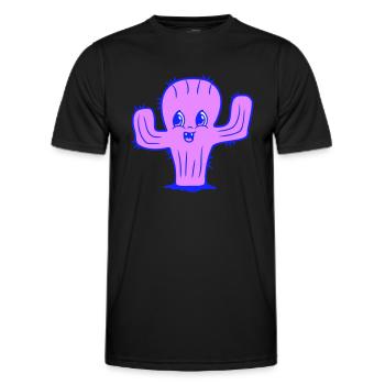 Kaktus Süßes Gesicht Lacht Glücklich Kakteen Wüste - Männer Funktions-T-Shirt - Schwarz - Vorne - AI Model Male 178 dark (178cm)