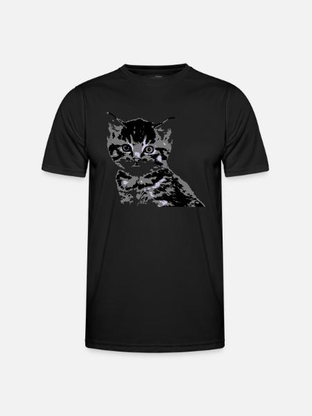 Katze Cat Katzengesicht - Männer Funktions-T-Shirt - Schwarz
