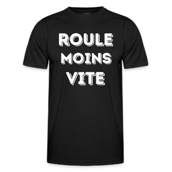 ROULE MOINS VITE - CADEAU CAMION ROUTIER - T-shirt sport Homme - noir - Devant - AI Model Male 178 dark (178cm)