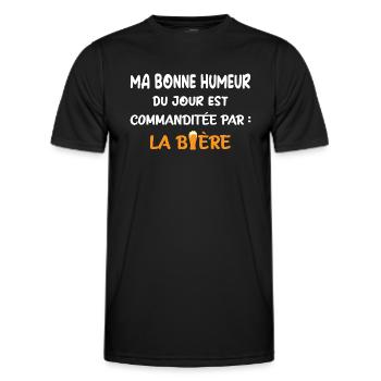 Ma bonne humeur est commanditée par la bière - T-shirt sport Homme - noir - Devant - AI Model Male 178 dark (178cm)