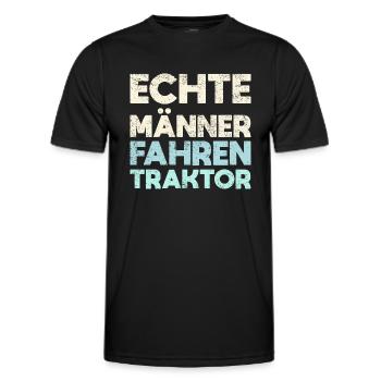 Echte Männer Fahren Traktor - Männer Funktions-T-Shirt - Schwarz - Vorne - AI Model Male 178 dark (178cm)