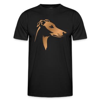 Windhund Greyhound, Hundekopf, Zeichnung bronze - Männer Funktions-T-Shirt - Schwarz - Vorne - AI Model Male 178 dark (178cm)