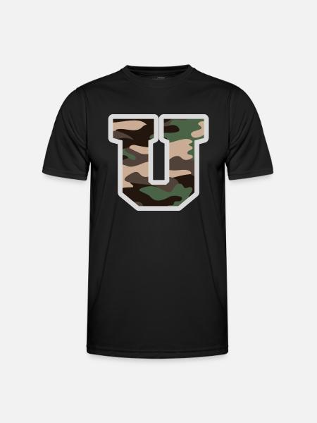 Buchstabe U Militärtarnung - Geschenkidee - Männer Funktions-T-Shirt - Schwarz