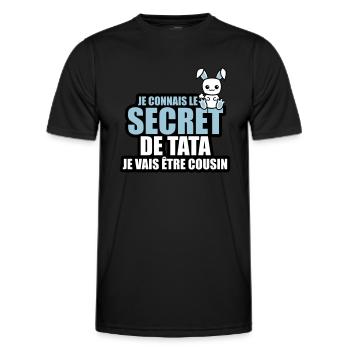 je connais le secret de tata je vais être cousin - T-shirt sport Homme - noir - Devant - AI Model Male 178 dark (178cm)