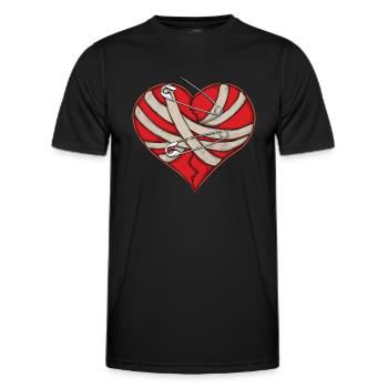 Bandage cardiaque cassé et épingles de sûreté - T-shirt sport Homme - noir - Devant - AI Model Male 178 dark (178cm)