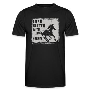 Une vie avec des chevaux est une bonne vie - T-shirt sport Homme - noir - Devant - AI Model Male 178 dark (178cm)
