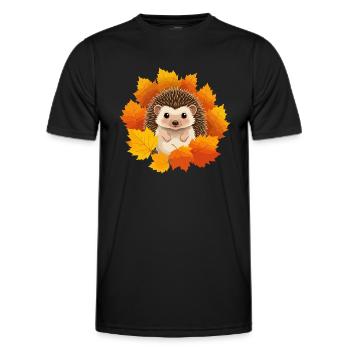 Igel und Blätter - Männer Funktions-T-Shirt - Schwarz - Vorne - AI Model Male 178 dark (178cm)