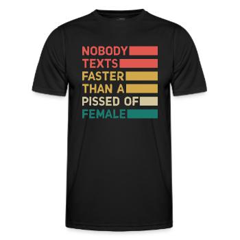 Personne n’envoie de SMS plus vite qu’une femme énervée - T-shirt sport Homme - noir - Devant - AI Model Male 178 dark (178cm)