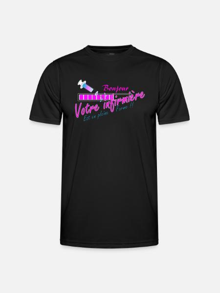 Logo infirmiere seringue - T-shirt sport Homme - noir