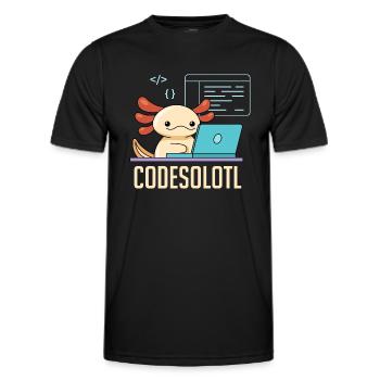 Codesolotl Pun Design for Axolotl Lovers - Men's Functional T-Shirt - black - Front - AI Model Male 178 dark (178cm)