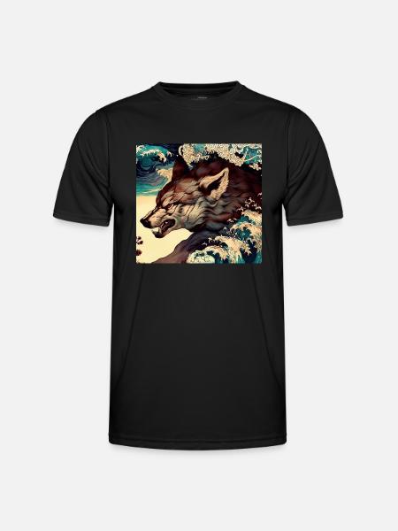 Wolf Japanese - Men's Functional T-Shirt - black