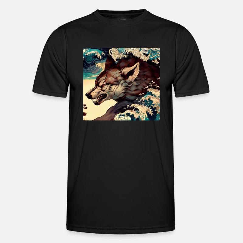 Wolf Japanese - Men's Functional T-Shirt - black