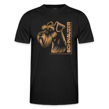 Portrait de Schnauzer dessin tête or - T-shirt sport Homme - noir - Devant - AI Model Male 178 dark (178cm)