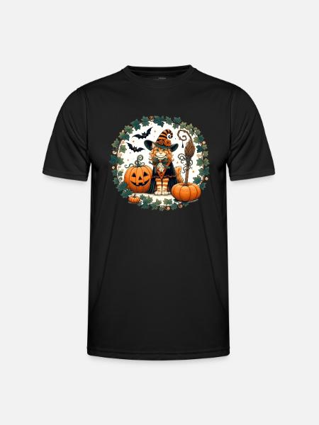 Halloween Ginger Cat - Men's Functional T-Shirt - black