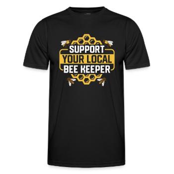 Support Your Local Bee Keeper Beekeeping Apiarist - Men's Functional T-Shirt - black - Front - AI Model Male 178 dark (178cm)