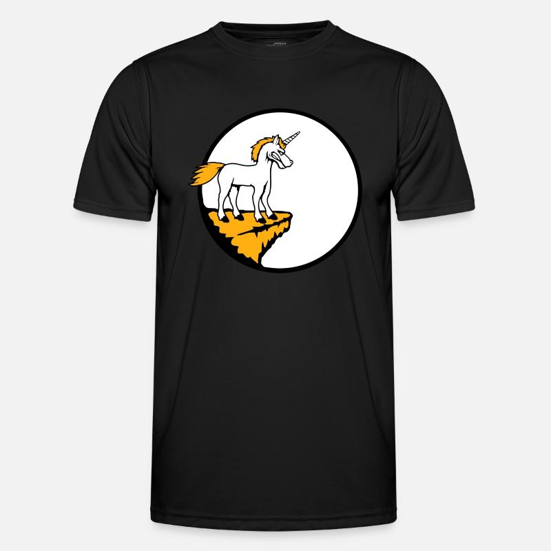 Einhorn Klippe Mond Böse Wütend Schlechte Laune Männer Funktions-T-Shirt
